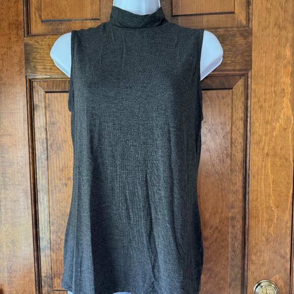 Charter Club Charcoal Gray Sleeveless Mock Turtle Small - Picture 1 of 8
